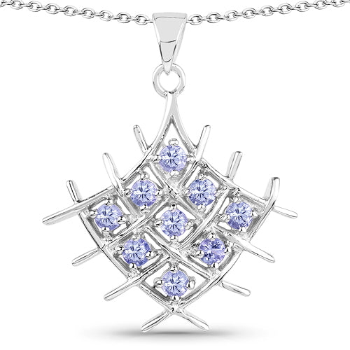 0.90 Carat Genuine Tanzanite .925 Sterling Silver Pendant