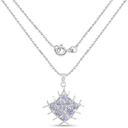 0.90 Carat Genuine Tanzanite .925 Sterling Silver Pendant