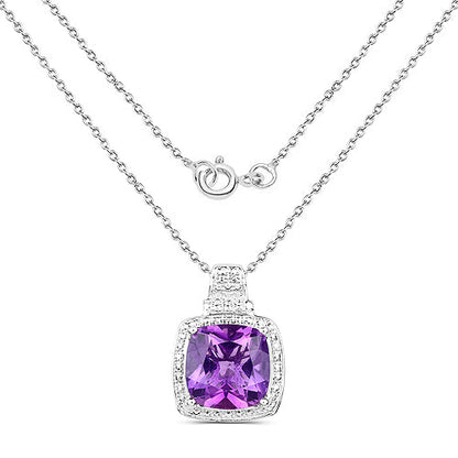 5.85 Carat Genuine Amethyst .925 Sterling Silver Pendant