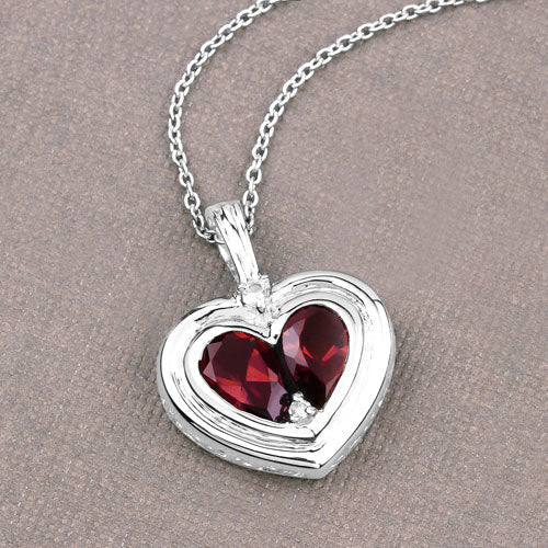 2.66 Carat Genuine Garnet and White Topaz .925 Sterling Silver Pendant