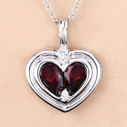 2.66 Carat Genuine Garnet and White Topaz .925 Sterling Silver Pendant