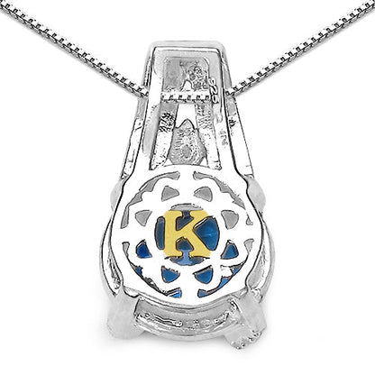 4.94 Carat Genuine Swiss Blue Topaz, Blue Diamond & White Diamond .925 Sterling Silver Pendant