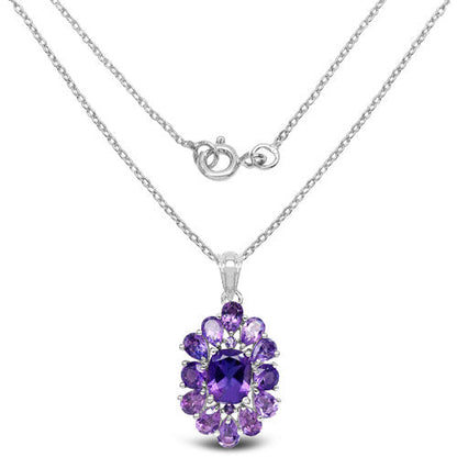 7.24 Carat Genuine Amethyst .925 Sterling Silver Pendant