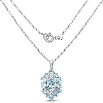 10.06 Carat Genuine Blue Topaz .925 Sterling Silver Pendant