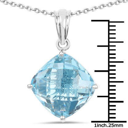 11.10 Carat Genuine Blue Topaz .925 Sterling Silver Pendant