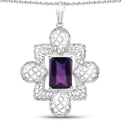 7.80 Carat Genuine Amethyst .925 Sterling Silver Pendant