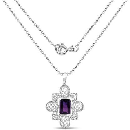7.80 Carat Genuine Amethyst .925 Sterling Silver Pendant