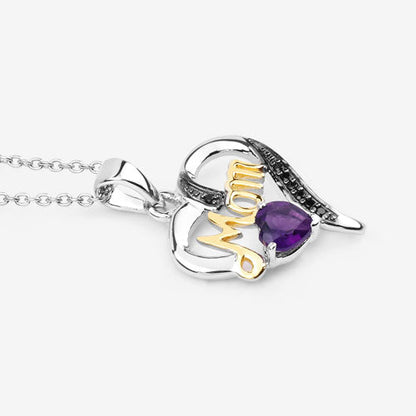 0.48 Carat Genuine Amethyst and Black Spinel .925 Sterling Silver Pendant