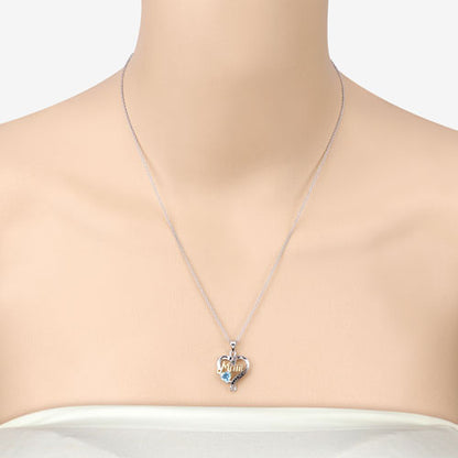 0.57 Carat Genuine Swiss Blue Topaz and Black Spinel .925 Sterling Silver Pendant