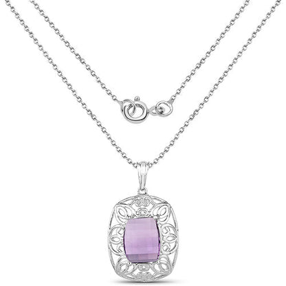 7.30 Carat Genuine Amethyst .925 Sterling Silver Pendant