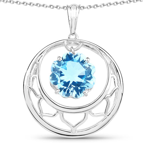 8.75 Carat Genuine Swiss Blue Topaz .925 Sterling Silver Pendant