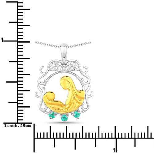 0.09 Carat Genuine Emerald .925 Sterling Silver Pendant