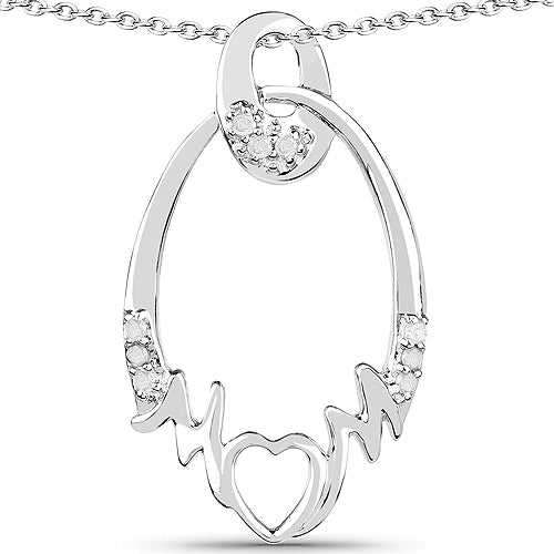 0.14 Carat Genuine White Diamond .925 Sterling Silver Pendant