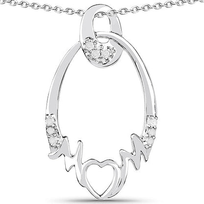 0.14 Carat Genuine White Diamond .925 Sterling Silver Pendant