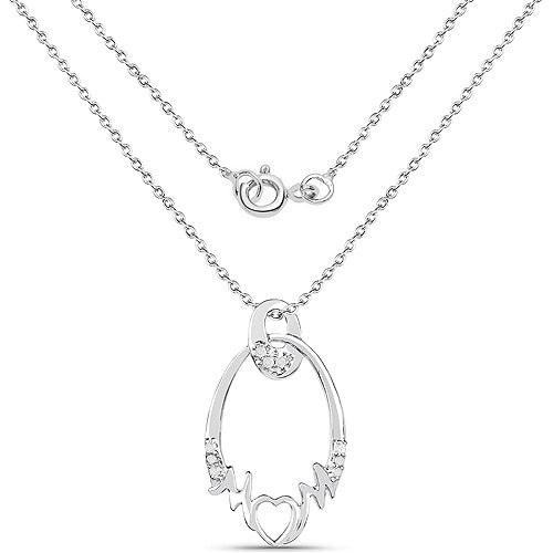 0.14 Carat Genuine White Diamond .925 Sterling Silver Pendant