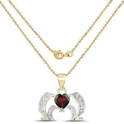 14K Yellow Gold Plated 1.05 Carat Genuine Garnet and White Topaz .925 Sterling Silver Pendant