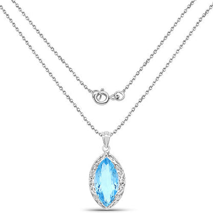 8.22 Carat Genuine Swiss Blue Topaz .925 Sterling Silver Pendant