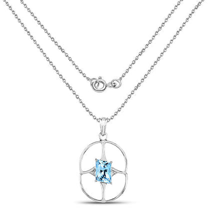 5.26 Carat Genuine Swiss Blue Topaz .925 Sterling Silver Pendant