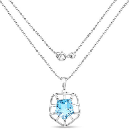 7.60 Carat Genuine Blue Topaz .925 Sterling Silver Pendant