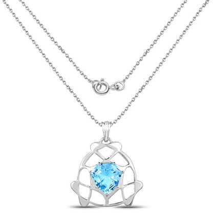 11.50 Carat Genuine Swiss Blue Topaz .925 Sterling Silver Pendant