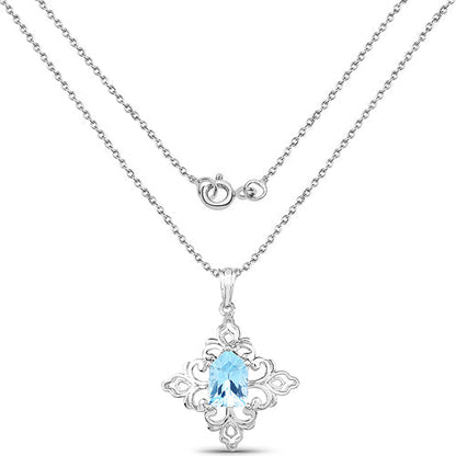 6.10 Carat Genuine Swiss Blue Topaz .925 Sterling Silver Pendant