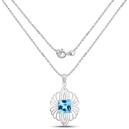 8.18 Carat Genuine Swiss Blue Topaz .925 Sterling Silver Pendant