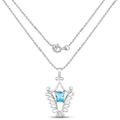 5.68 Carat Genuine Swiss Blue Topaz .925 Sterling Silver Pendant