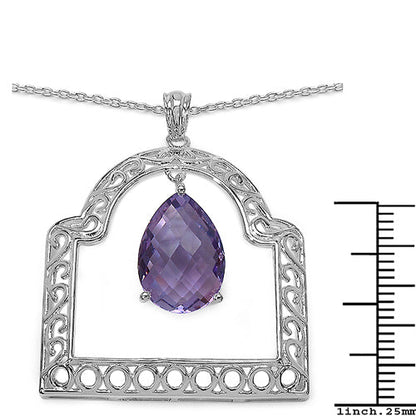 10.70 Carat Genuine Amethyst .925 Sterling Silver Pendant