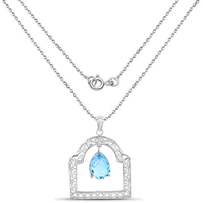 10.50 Carat Genuine Swiss Blue Topaz .925 Sterling Silver Pendant