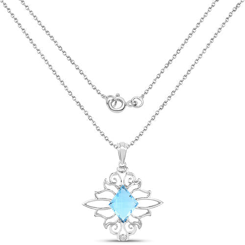 5.15 Carat Genuine Swiss Blue Topaz .925 Sterling Silver Pendant