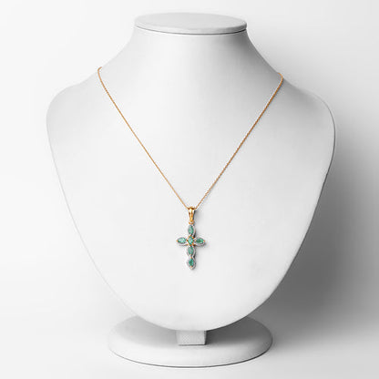 18K Yellow Gold Plated 0.84 Carat Genuine Emerald .925 Sterling Silver Pendant