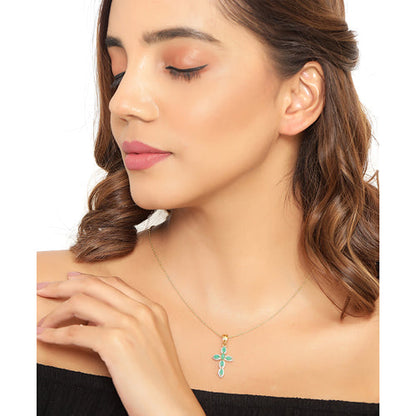 18K Yellow Gold Plated 0.84 Carat Genuine Emerald .925 Sterling Silver Pendant
