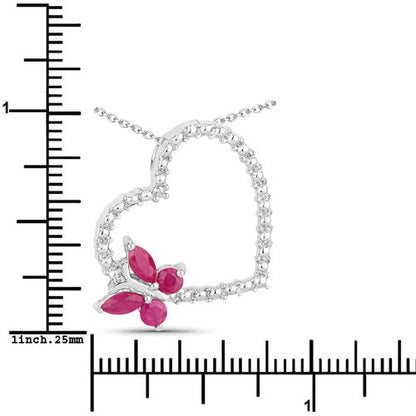 0.52 Carat Genuine Ruby and Created White Sapphire .925 Sterling Silver Pendant