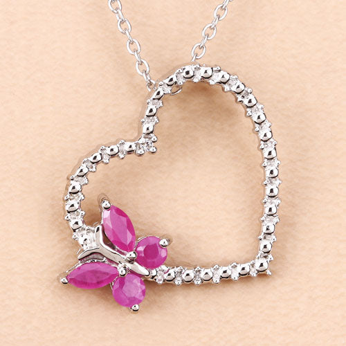 0.52 Carat Genuine Ruby and Created White Sapphire .925 Sterling Silver Pendant