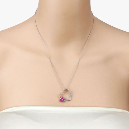 0.52 Carat Genuine Ruby and Created White Sapphire .925 Sterling Silver Pendant