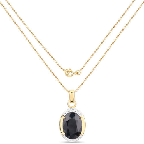 7.50 Carat Genuine Black Sapphire .925 Sterling Silver Pendant
