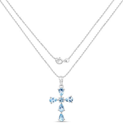 2.72 Carat Genuine Blue Topaz .925 Sterling Silver Pendant