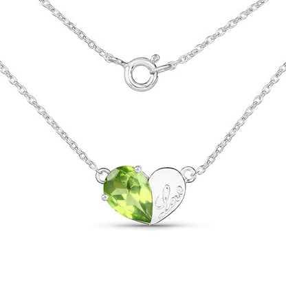 1.35 Carat Genuine Peridot .925 Sterling Silver Pendant