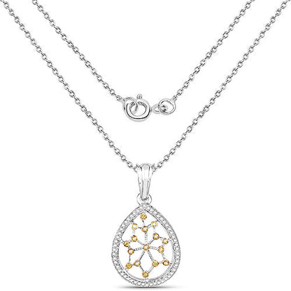 0.45 Carat Genuine White Diamond and Yellow Diamond .925 Sterling Silver Pendant