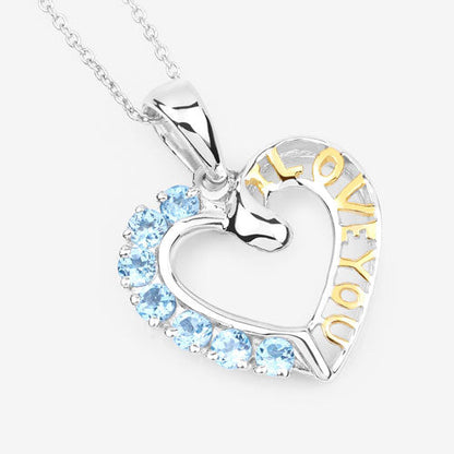 0.84 Carat Genuine Swiss Blue Topaz .925 Sterling Silver Pendant