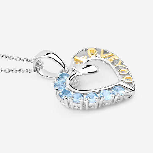 0.84 Carat Genuine Swiss Blue Topaz .925 Sterling Silver Pendant
