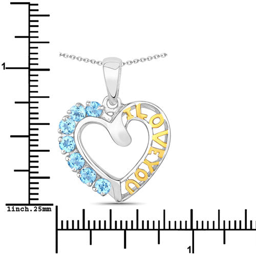 0.84 Carat Genuine Swiss Blue Topaz .925 Sterling Silver Pendant