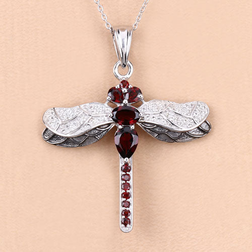 2.29 Carat Genuine Garnet and White Topaz .925 Sterling Silver Pendant