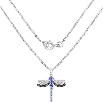 1.93 Carat Genuine Tanzanite and White Topaz .925 Sterling Silver Pendant