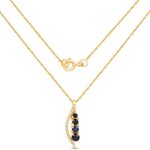 0.40 Carat Genuine Blue Sapphire and White Diamond 14K Yellow Gold Pendant