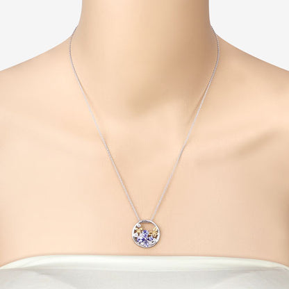 1.33 Carat Genuine Tanzanite and White Topaz .925 Sterling Silver Pendant