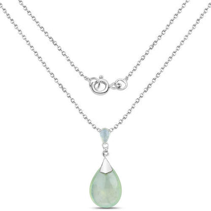 11.92 Carat Genuine Prehnite .925 Sterling Silver Pendant