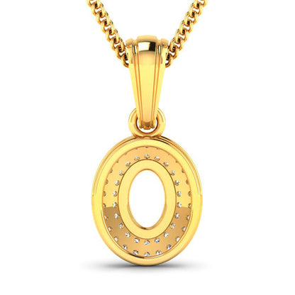0.17 Carat Genuine White Diamond 14K Yellow Gold Semi Mount Pendant - holds 7x5mm Oval Gemstone