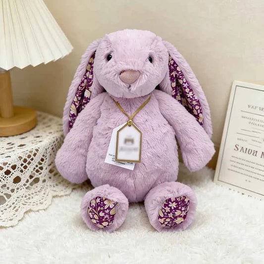 Pink Floral Rabbit Plush Toy – Cute Soft Bunny Doll for Kids Comfort & Birthday Gift
