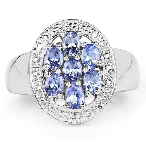 1.19 Carat Genuine Tanzanite .925 Sterling Silver Ring